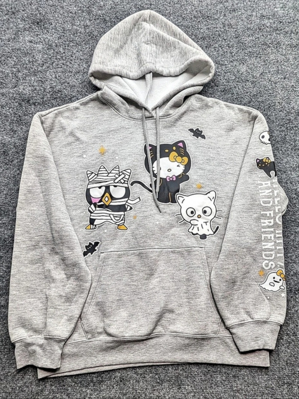 Hello Kitty and Friends Gray Fleece Graphic Pullover Hoodie Women's L (12-14)